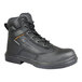 A black Genuine Grip steel toe work boot with laces and an orange sole.