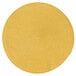 A close-up of a yellow woven RITZ® round polypropylene placemat.