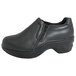 A black Genuine Grip women's leather clog with a side zipper.