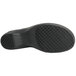 A close-up of a Genuine Grip black leather clog with a black sole.