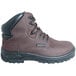A Genuine Grip brown leather work boot with black laces.