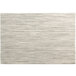 A white PVC coated placemat with a gray striped pattern.