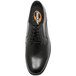 a close-up of a black shoe