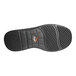 The black rubber sole of a Men's SR Comfort Athletic shoe with orange accents.