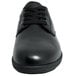 A black Genuine Grip leather shoe with laces and a rubber sole.