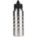 A Grizzly stainless steel water bottle with a black lid.