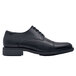 Shoes For Crews Senator men's black leather dress shoe with laces and a rubber sole.