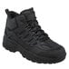 A black women's hiking boot with laces.