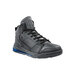 A black Shoes For Crews Tigon athletic shoe with blue accents.