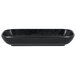 A black rectangular RAK Porcelain serving dish with a black rim.