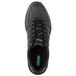 a close-up of a black shoe