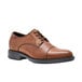 Shoes For Crews Senator men's brown leather dress shoe with a black sole.