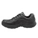 A Reebok men's black athletic shoe with white text on the side.