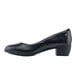 A black leather Women's Shoes For Crews dress shoe.
