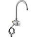 A chrome Equip by T&S wall mounted sensor faucet with a swivel gooseneck spout.