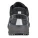 The back view of a black and gray ACE Aster athletic shoe.