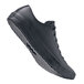 A black Shoes For Crews Delray men's casual shoe with a sole.