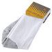 A pair of white Ace unisex over-calf socks with a yellow label.