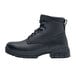 A black Shoes For Crews men's work boot with laces.