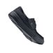 A black Shoes For Crews Milano women's shoe with laces and rubber soles.