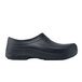 A black Shoes For Crews clogger shoe.