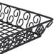 An American Metalcraft wrought iron rectangular pastry basket with a scroll design.