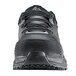 A black and gray water-resistant safety shoe with an aluminum toe.