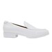A white Shoes For Crews Riley dress shoe with a square toe.