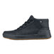 A black Mozo men's casual shoe with brown rubber soles and laces.