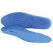 A close-up of a pair of blue Shoes For Crews orthopedic insoles.