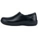 A MOZO Forza men's black leather slip-on shoe with a rubber sole.