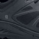 a close up of a black shoe