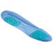 A blue and turquoise insole with a green gel dot.