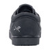 A close up of a black MOZO Maven women's shoe with a logo on the side.