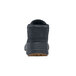 The back view of a MOZO black casual shoe with brown rubber soles.