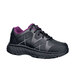 A black and purple ACE women's water-resistant athletic shoe.