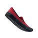 A red and black Shoes For Crews Ollie II canvas shoe with a black sole.