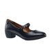 A black leather Shoes For Crews Vita women's mary jane dress shoe with a buckle.