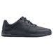 A black leather men's athletic shoe with laces.