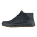 A black MOZO men's casual shoe with brown rubber soles and laces.