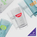 A group of Cambro azure blue customizable polycarbonate tumblers.