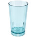 An azure blue Cambro plastic tumbler with a clear bottom.