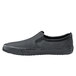 A black Shoes For Crews Ollie II wide width non-slip shoe with a black sole.