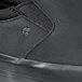 a close up of a black shoe
