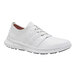 A white Shoes For Crews women's athletic shoe with white laces.