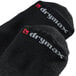A pair of black Shoes For Crews crew socks with white text that reads "Drymax"