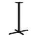 A Lancaster Table & Seating black metal bar height table base with a black metal pole.