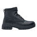 A black Women's Shoes For Crews work boot with laces.