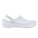 A white Shoes for Crews unisex casual shoe with a slip-resistant sole.