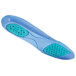 A blue and turquoise Shoes For Crews comfort insole with a gel dot.